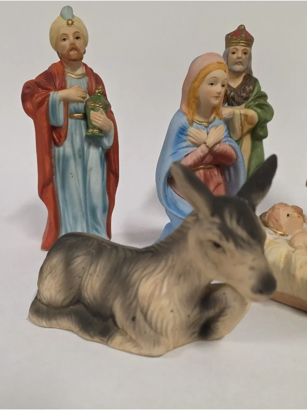 Vintage Homco 9-Piece Nativity Set #5216 - Bisque Porcelain - As Is